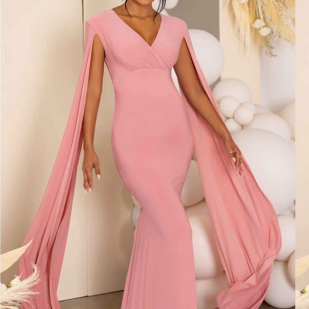 Pale pink maternity cape gown